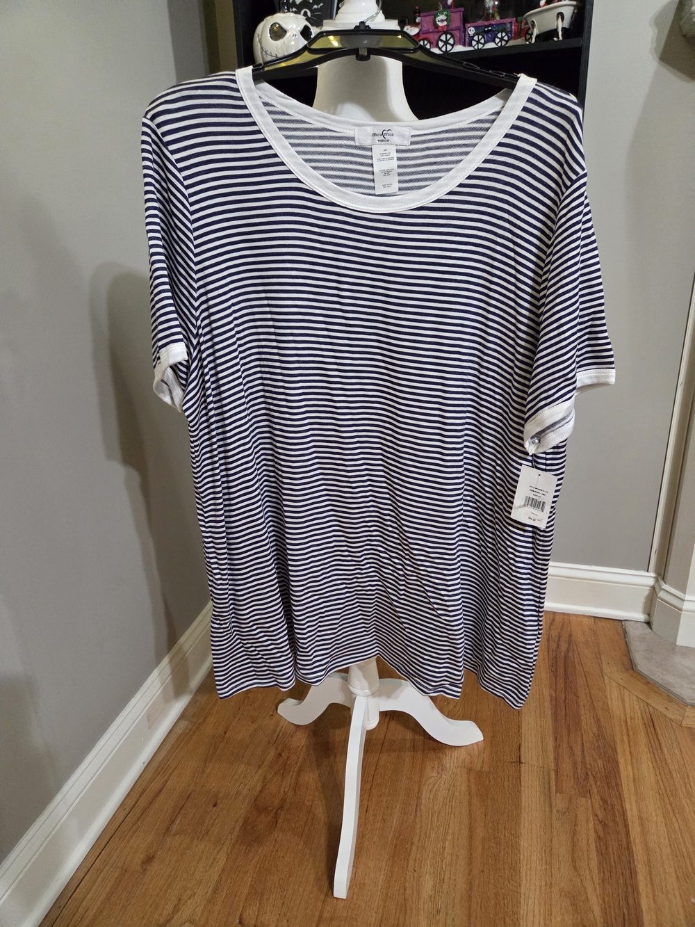 Moa Moa Navy and White Striped Short Sleeve Tee